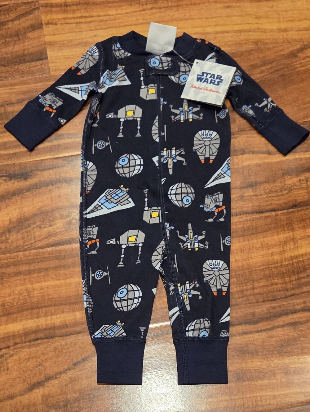 Hanna Andersson NWT 0-3 Months (50) Navy Star Wars One-Piece Romper